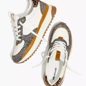 Kickoff Trainer Sneakers in Leather and Spot Mix Calf Hair